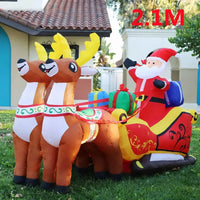 2.1M Inflatables Decoration Santa Claus Riding Sled Reindeer