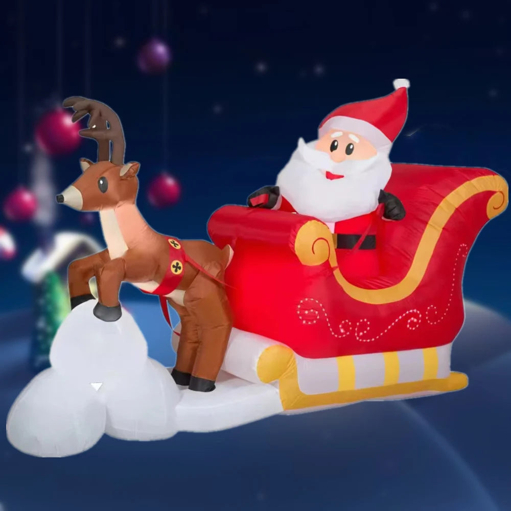 2.1M Inflatables Decoration Santa Claus Riding Sled Reindeer