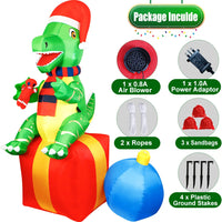 6FT Dinosaur Christmas Inflatables Outdoor Decorations