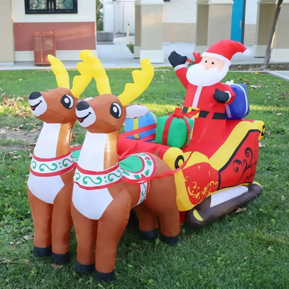2.1M Inflatables Decoration Santa Claus Riding Sled Reindeer