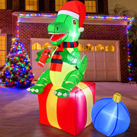 6FT Dinosaur Christmas Inflatables Outdoor Decorations
